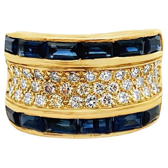 Anillo de zafiro y diamantes para hombre
