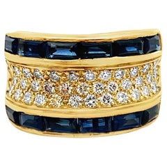 Anillo de zafiro y diamantes para hombre