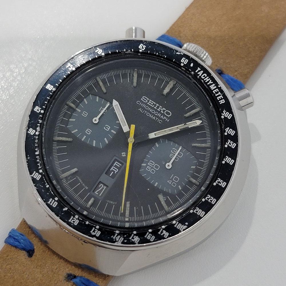 Seiko 5 Sports Bullhead 6138-0049 Chronographe automatique des années 1970 vintage RA373 Excellent état - En vente à Beverly Hills, CA
