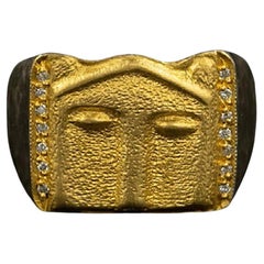 Men's Seljuk Lion Ring 24K Gold & Silver Unisex Statement Ring by Kurtulan