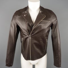 Men's SHIPLEY and HALMOS S Brown Leather Biker Jacket
