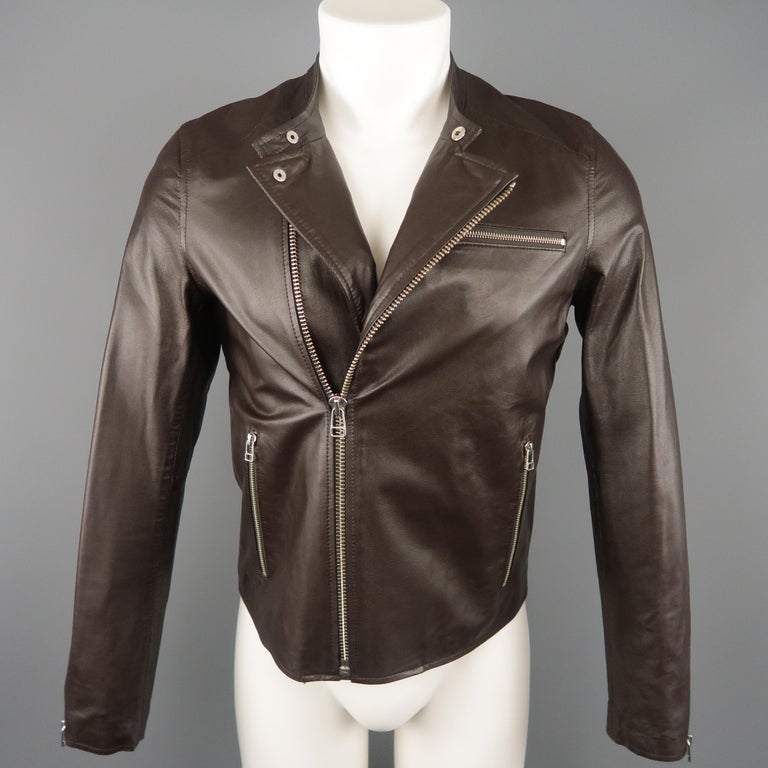 Men's SHIPLEY and HALMOS S Brown Leather Biker Jacket For Sale at ...
