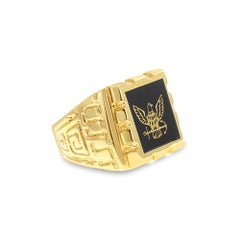 Mens Signet Black Onyx Eagle Ring