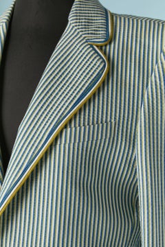 Men's single breasted jacket with stripes and flower lining Thierry Mugler