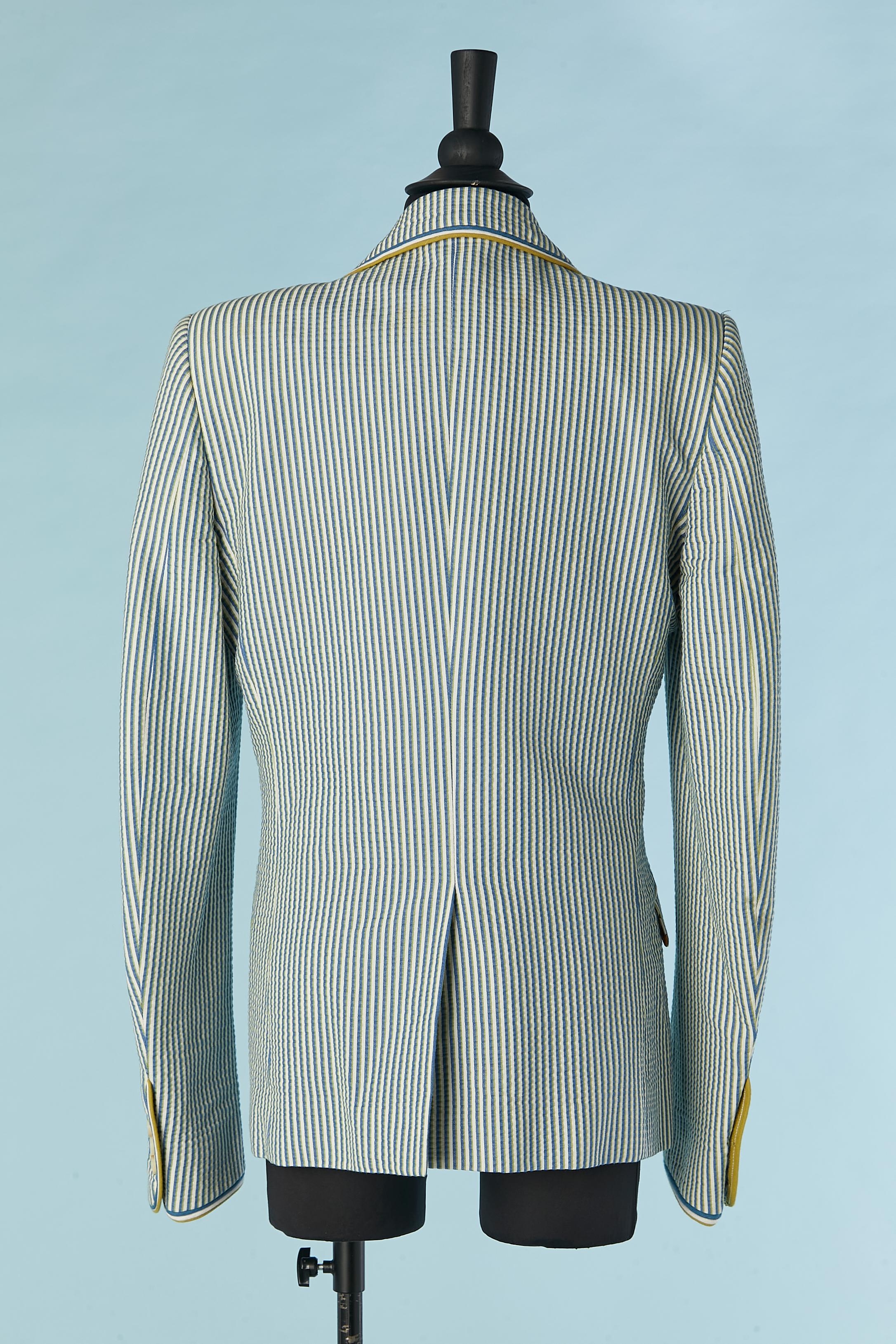 Men's single breasted jacket with stripes and flower lining Thierry Mugler  For Sale 3