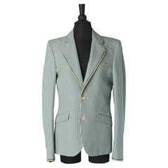 Men's single breasted jacket with stripes and flower lining Thierry Mugler 