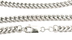 Men's Solid 10k White Gold 40" Long Franco Link Chain Necklace w/ Lobster Claw