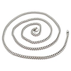 Men's Solid 10k White Gold 40" Long Franco Link Chain Necklace w/ Lobster Claw