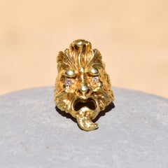 Men's Solid 14k Diamond Eye Sculpted Face Ring