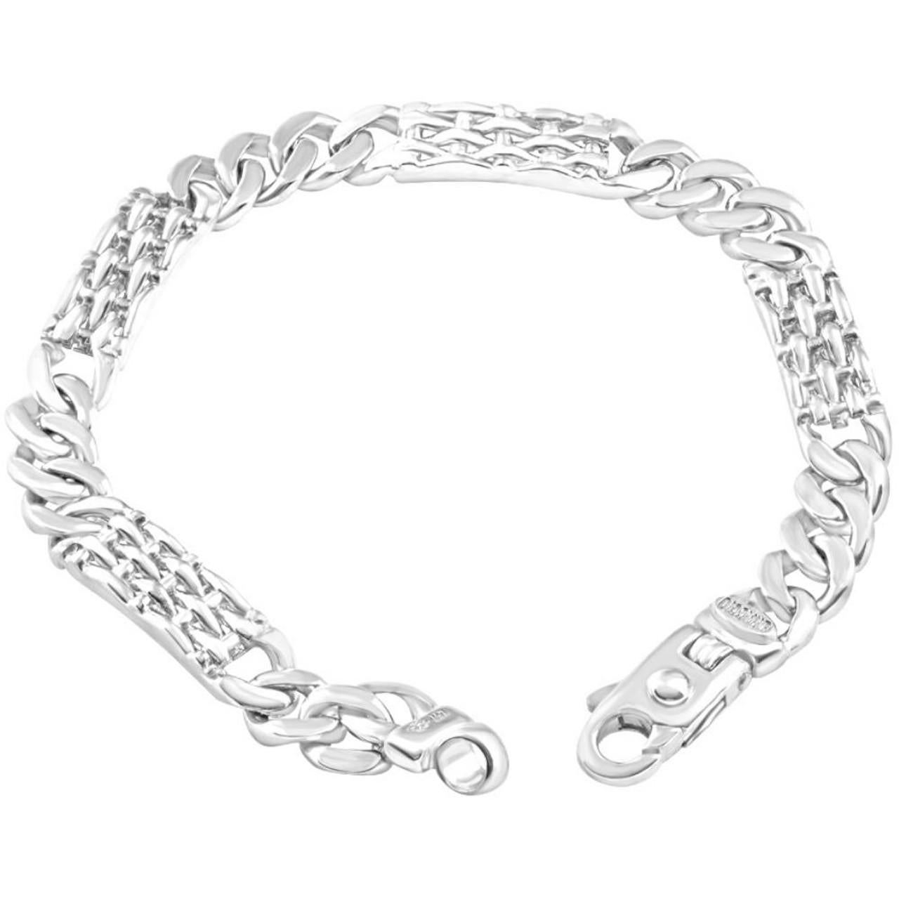 Art Deco Men's Solid 14k White Gold 39 Gram Bracelet For Sale