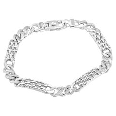 Bracelet en or blanc 14 carats massif pour homme, 39 grammes