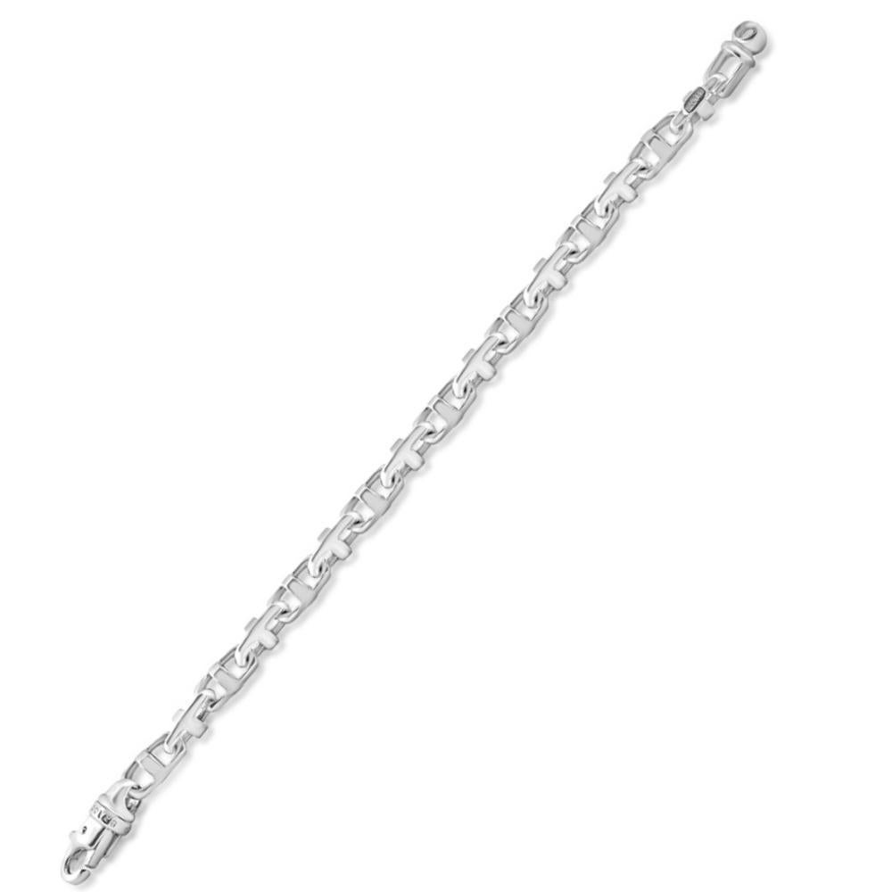 This stunning men's bracelet is made of solid 14k white gold.  The bracelet weighs 52 grams and measures 8.5