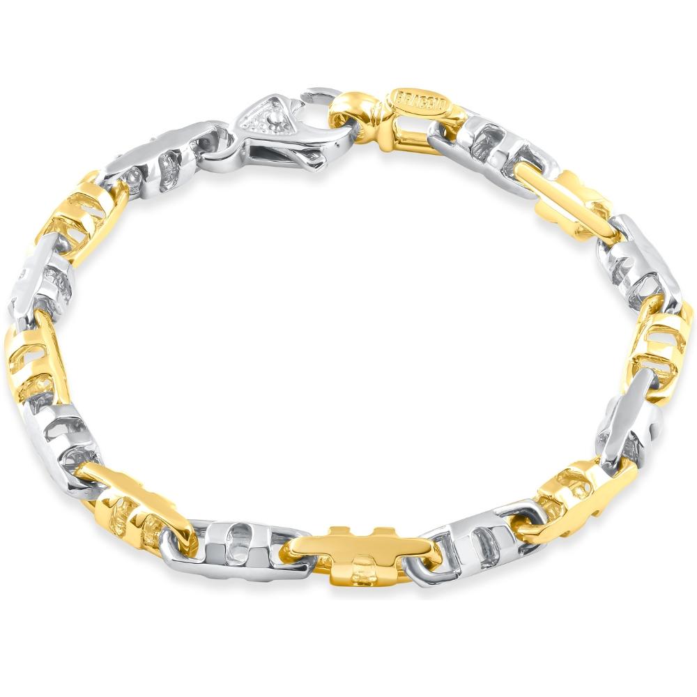 Men's Solid 14k Yellow and White Gold 28 Grams 6mm Heavy Masculine Bracelet In New Condition For Sale In Vernon Hills, IL