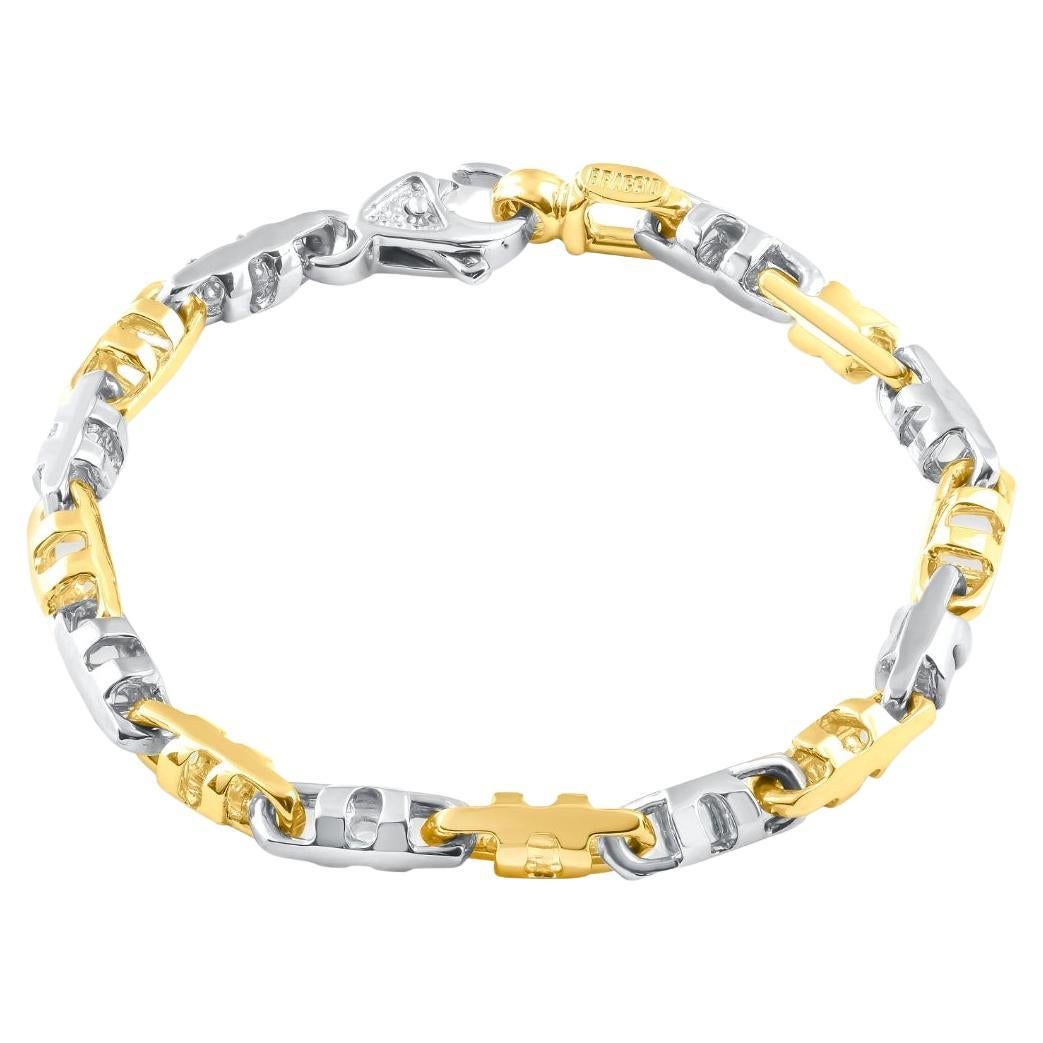 Men's Solid 14k Yellow and White Gold 28 Grams 6mm Heavy Masculine Bracelet For Sale