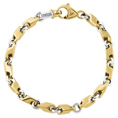 Bracelet masculin en or jaune et blanc 14k, 30 grammes, maillon 5mm, 8.5".