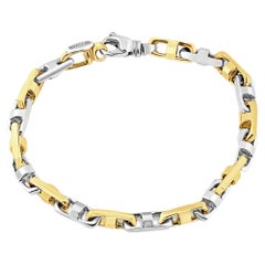 Mens Solid 14k Yellow and White Gold 38 Grams Link Masculine Bracelet