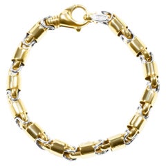 Bracelet Masculine pour hommes en or jaune et blanc 14 carats 53 grammes