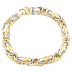 Men's Solid 14k Yellow and White Gold 81 Gram Link Masculine Bracelet