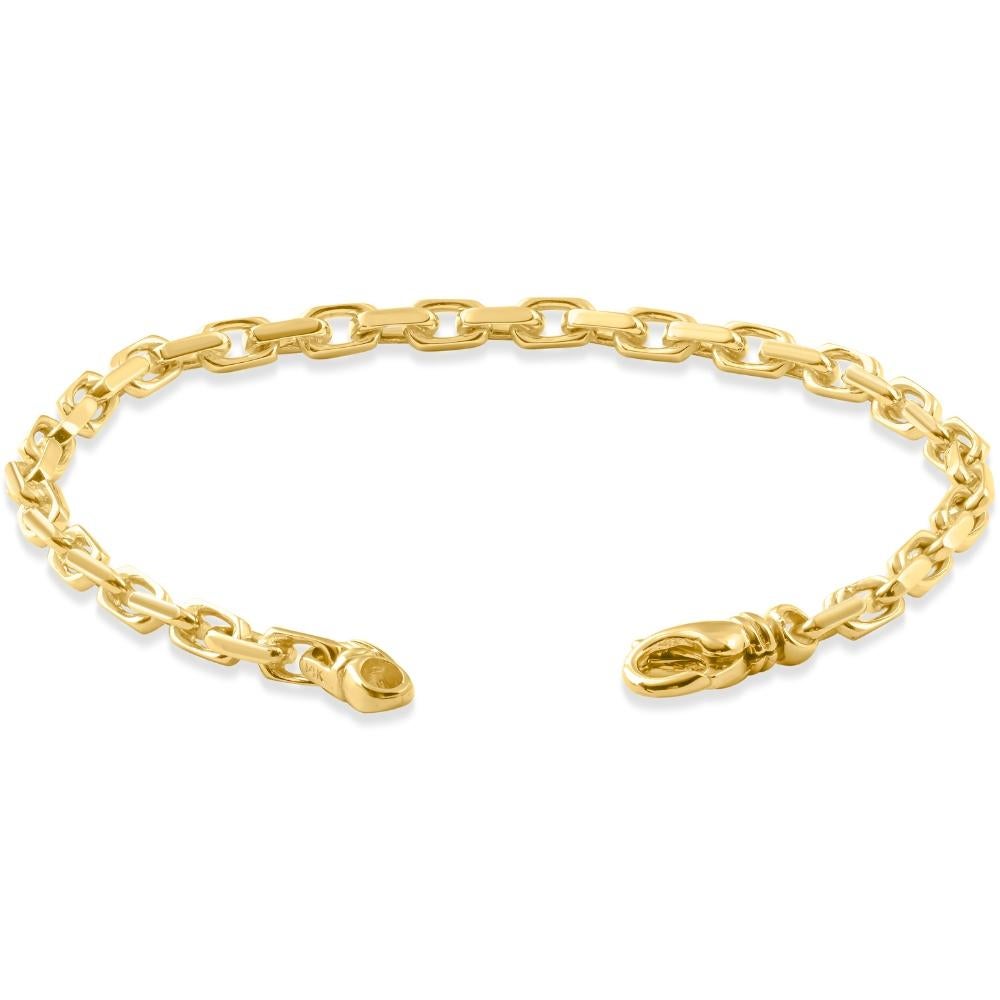This stunning men's bracelet is made of solid 14k yellow gold.  The bracelet weighs 18 grams and measures 8.5