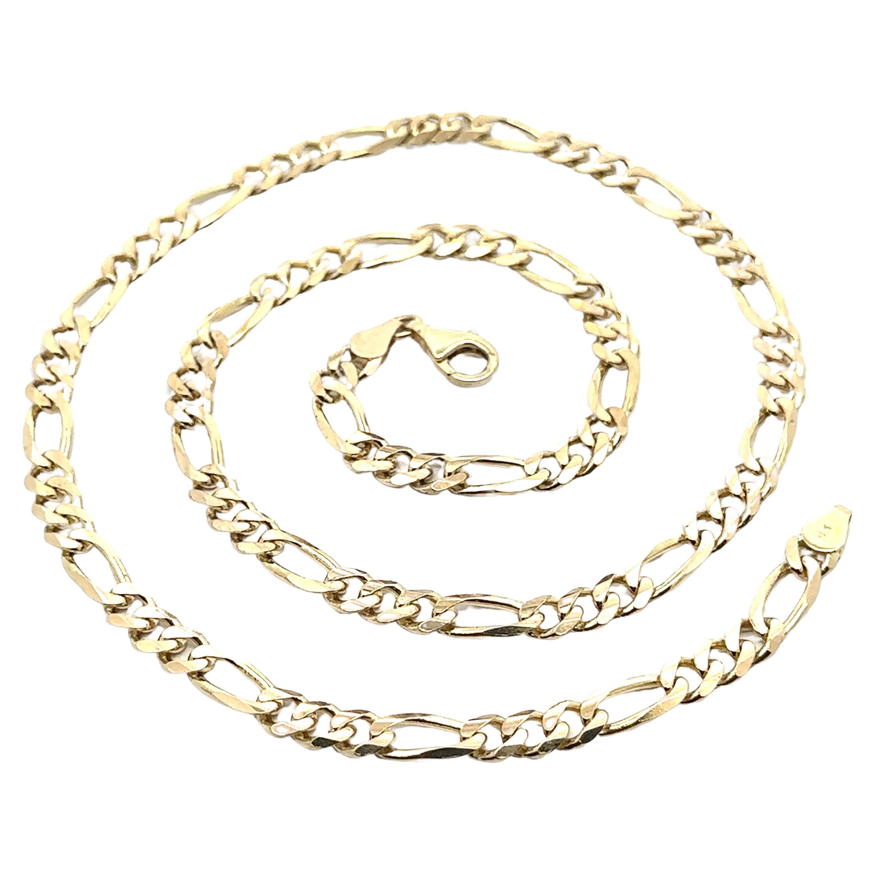 Men's Solid 14k Yellow Gold 21" Classic Figaro Link Chain Necklace 28.71g