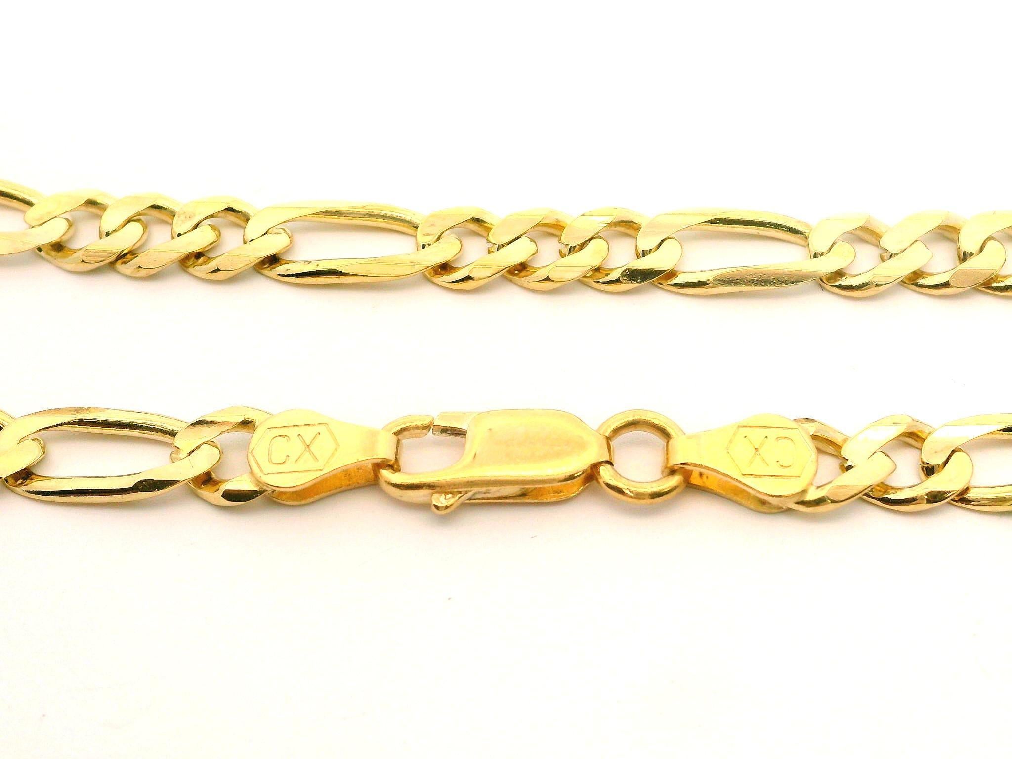Collier pour homme en or jaune 14k et chaîne classique à maillons Figaro de 23 pouces en vente 1