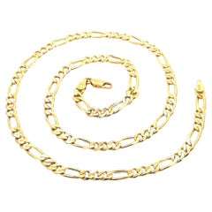 Collana da uomo in oro giallo massiccio 14k con catena classica A Link Figaro da 23 pollici