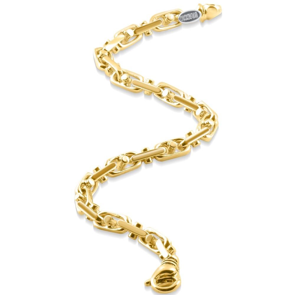 This stunning men's bracelet is made of solid 14k yellow gold.  The bracelet weighs 26 grams and measures 8.5