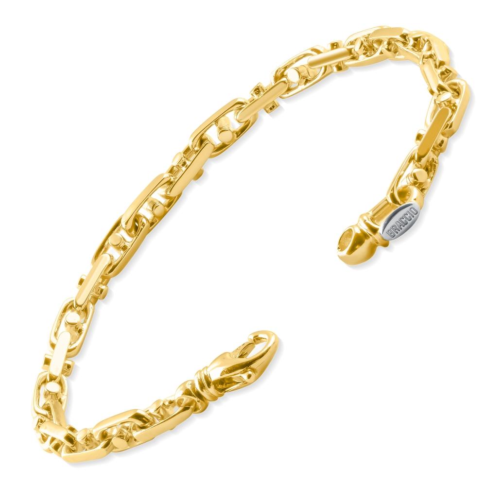 Art Deco Mens Solid 14k Yellow Gold 26 Grams Designed Link Masculine Bracelet For Sale