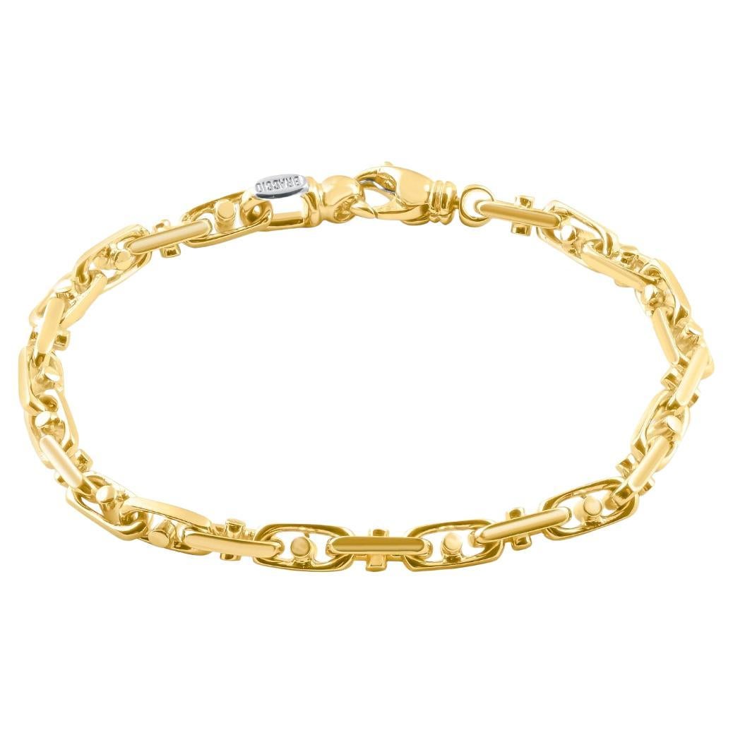 Mens Solid 14k Yellow Gold 26 Grams Designed Link Masculine Bracelet For Sale