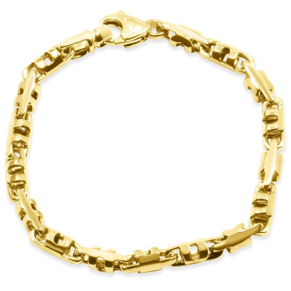 This stunning men's bracelet is made of solid 14k yellow gold.  The bracelet weighs 34 grams and measures 9