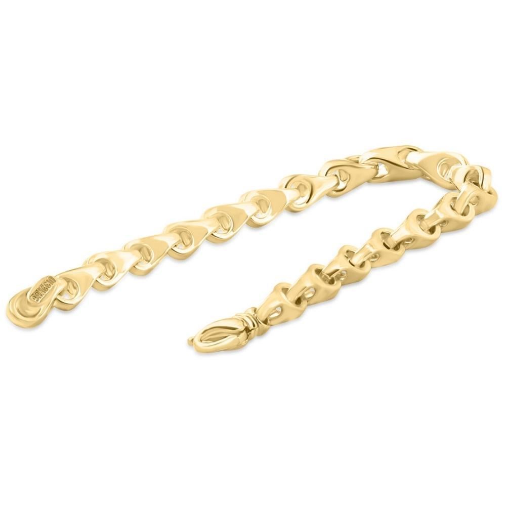 This stunning men's bracelet is made of solid 14k yellow gold.  The bracelet weighs 38 grams and measures 8