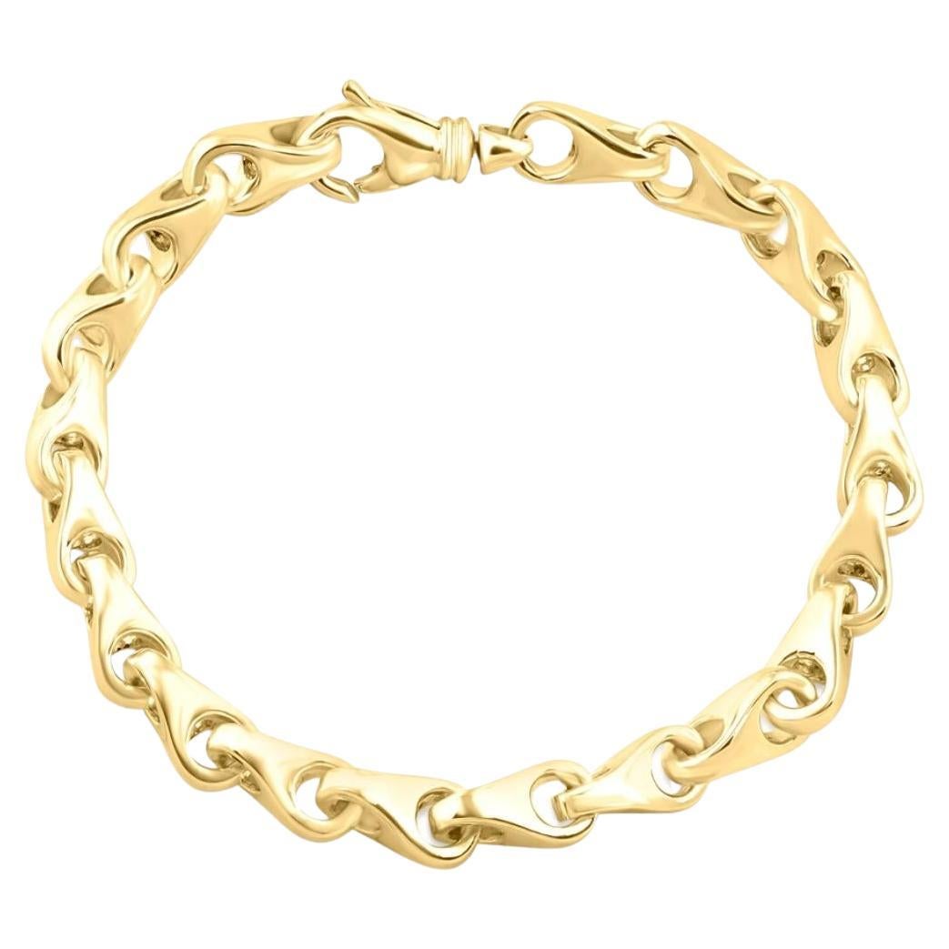 Men's Solid 14k Yellow Gold 38 Gram Link Heavy Masculine Bracelet For Sale