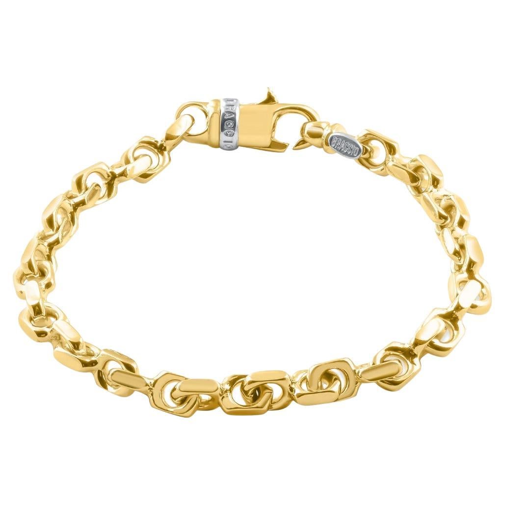 Mens Solid 14k Yellow Gold 44 Grams Link Heavy Masculine Bracelet For Sale