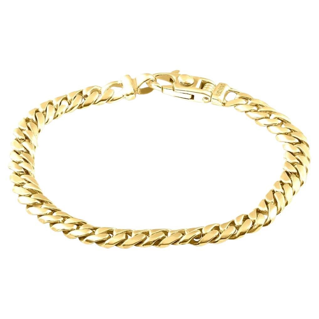 Mens Solid 14k Yellow Gold 46 Grams Cuban Link Heavy Masculine Bracelet For Sale