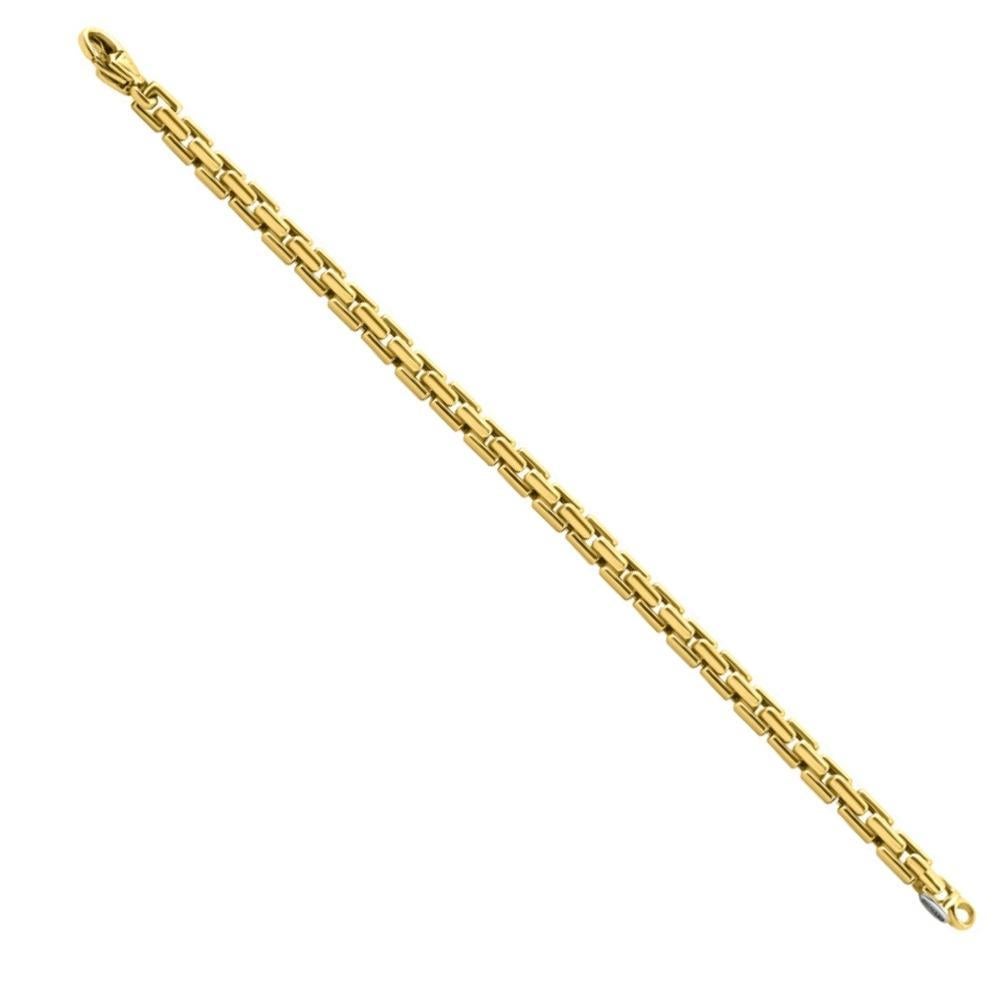 Dieses atemberaubende Herrenarmband ist aus massivem 14k Gelbgold gefertigt.  Das Armband wiegt 48 Gramm und misst 8,5