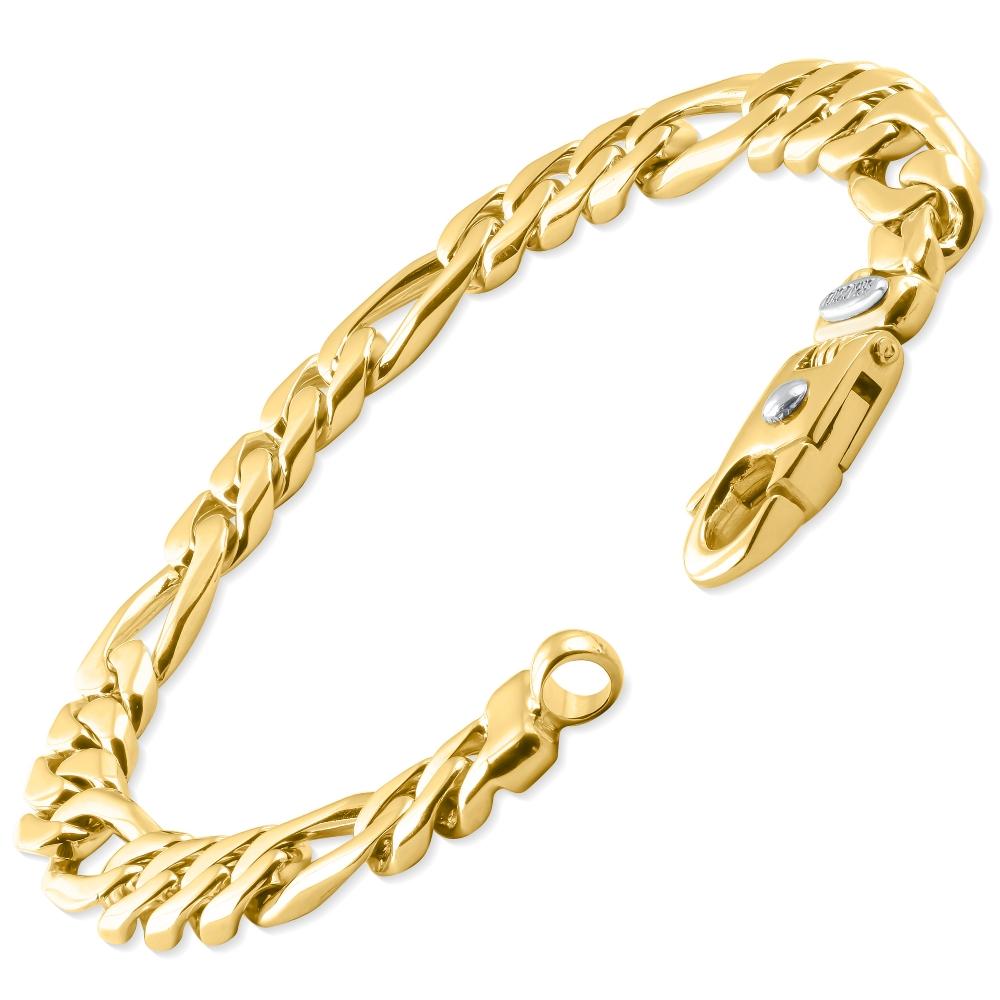 This stunning men's bracelet is made of solid 14k yellow gold.  The bracelet weighs 55 grams and measures 9