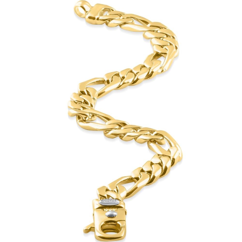 Art Deco Mens Solid 14k Yellow Gold 55 Grams Designed Link Masculine Bracelet For Sale