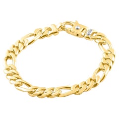 Bracelet masculin en or jaune massif 14k de 55 grammes avec maillons de 9,5 mm de diamètre