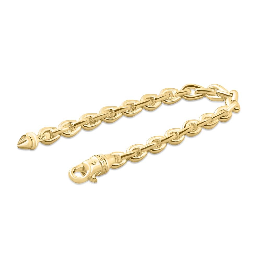 This stunning men's bracelet is made of solid 14k yellow gold.  The bracelet weighs 56 grams and measures 8.5