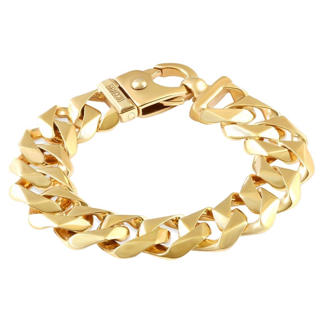 Men's Solid 14k Yellow Gold 65 Gram Curb Link Heavy Masculine Bracelet For Sale