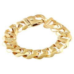 Men's Solid 14k Yellow Gold 65 Gram Curb Link Heavy Masculine Bracelet