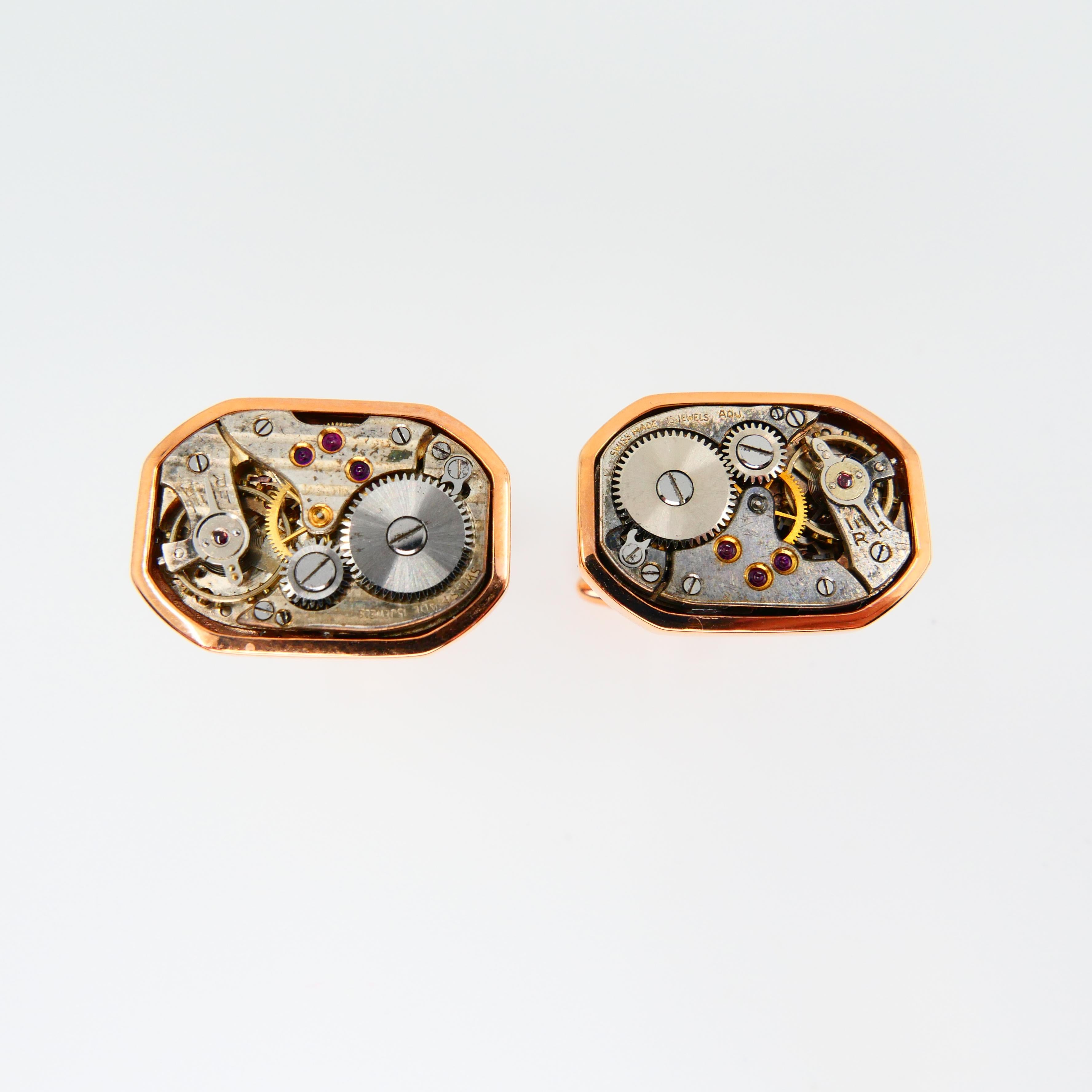Here is something for the men. These 18k solid rose gold cufflinks are awesome! A perfect gift for the watch connoisseur or someone building their cufflink collection. These are made of solid 18k gold. The total weight is 17.24 grams including the
