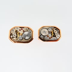 Achteckige Manschettenknöpfe für Herren aus massivem 18 Karat Gold mit mechanischen Uhrwerken