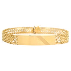 Men's Solid 18k Yellow Gold 8.25" Engravable ID Bismark Link Bracelet