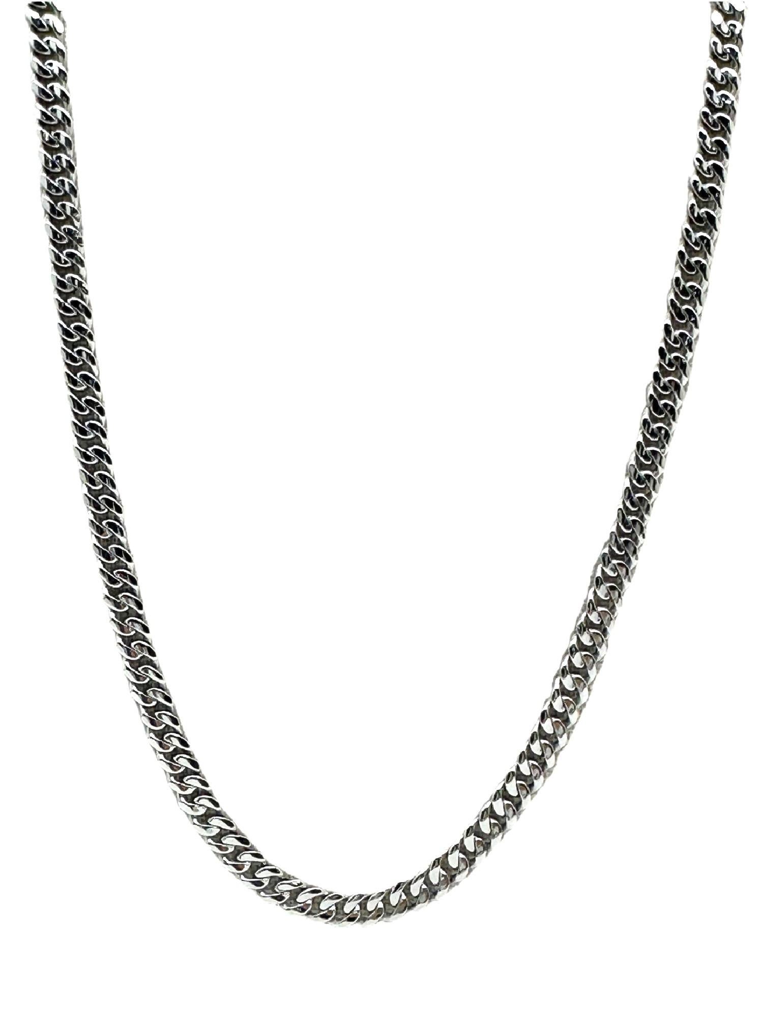 Massive kubanische Gliederkette für Männer Halskette
Stil:  Kette
Metall:  Platin
Gewicht: 71.5 Gramm
Größe/Maße:  25' Zoll / 5 MM Breite
Wahrzeichen:  PT950 auf Karabinerhaken-Verschluss
Enthält:  Halskette Box
Einzelhandel:  ~