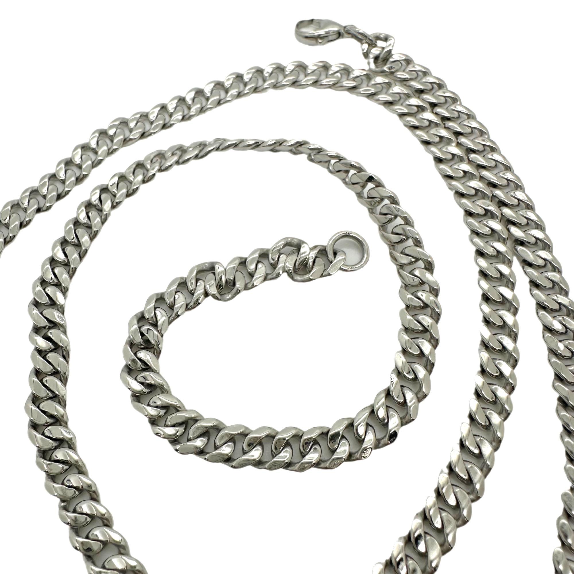 Herren-Halskette aus massiver kubanischer Gliederkette 25' Zoll 5 MM breit in Platin im Zustand „Hervorragend“ in San Diego, CA