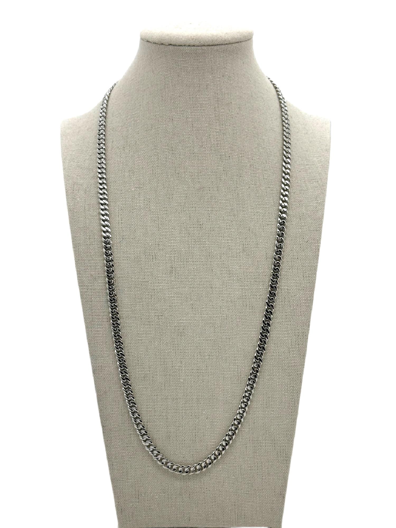 Herren-Halskette aus massiver kubanischer Gliederkette 25' Zoll 5 MM breit in Platin für Damen oder Herren