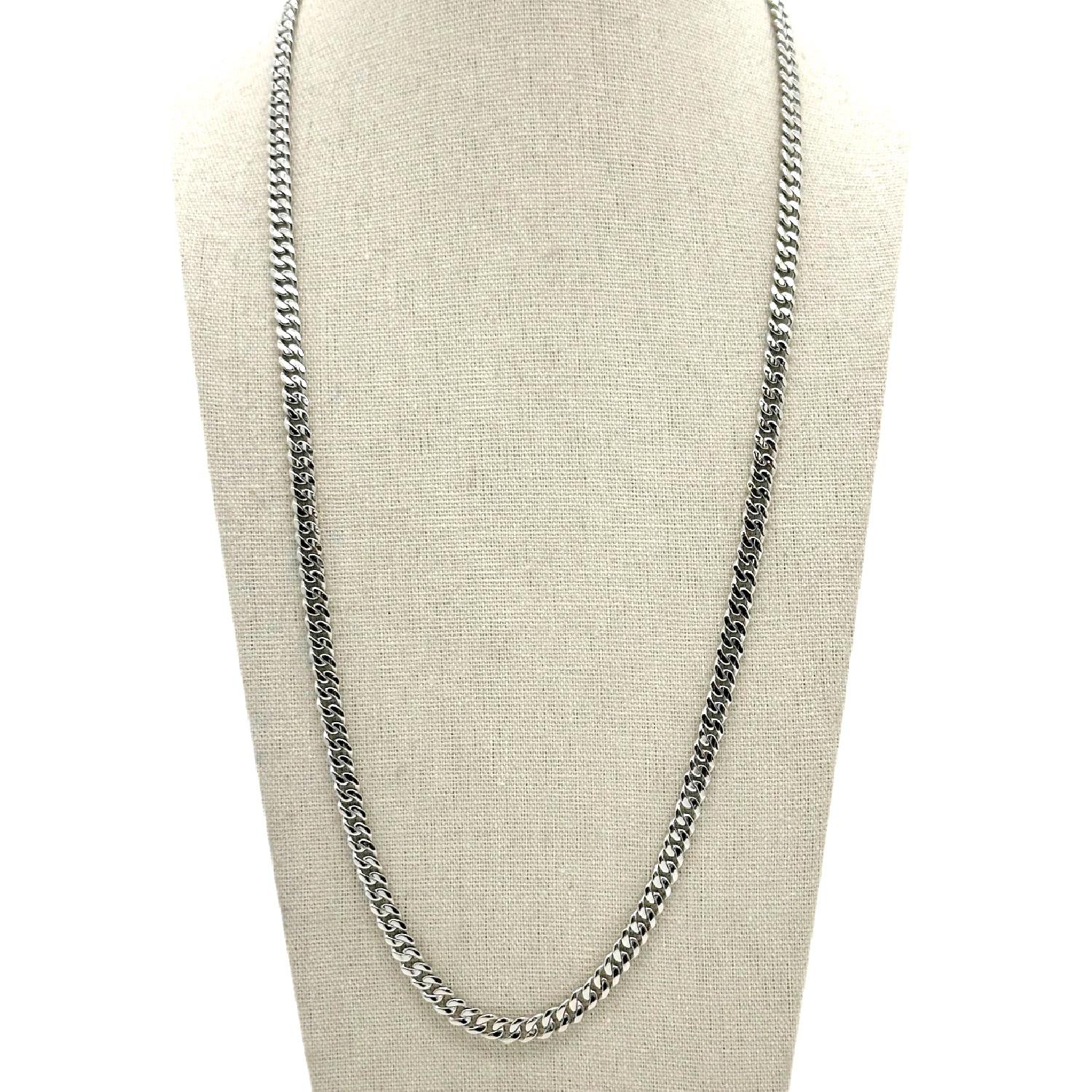 Herren-Halskette aus massiver kubanischer Gliederkette 25' Zoll 5 MM breit in Platin 1