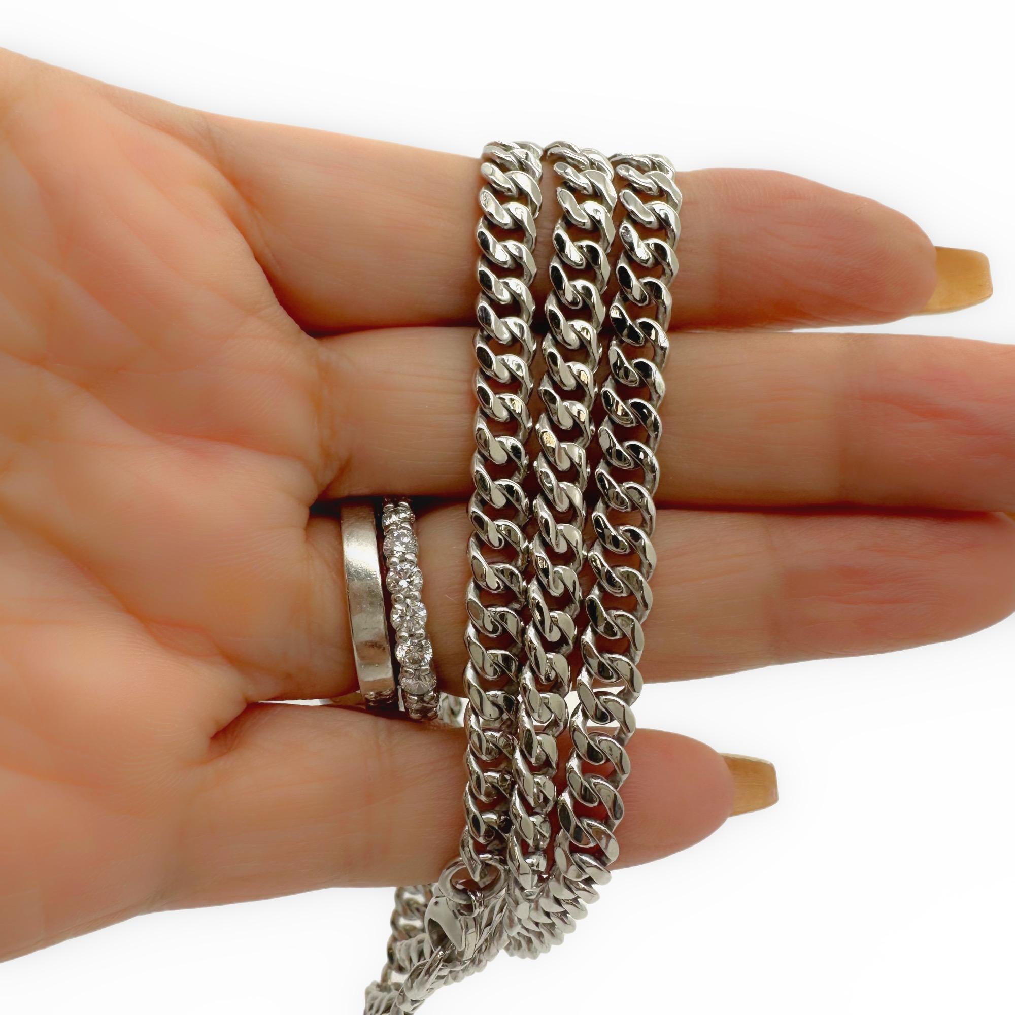 Herren-Halskette aus massiver kubanischer Gliederkette 25' Zoll 5 MM breit in Platin 2