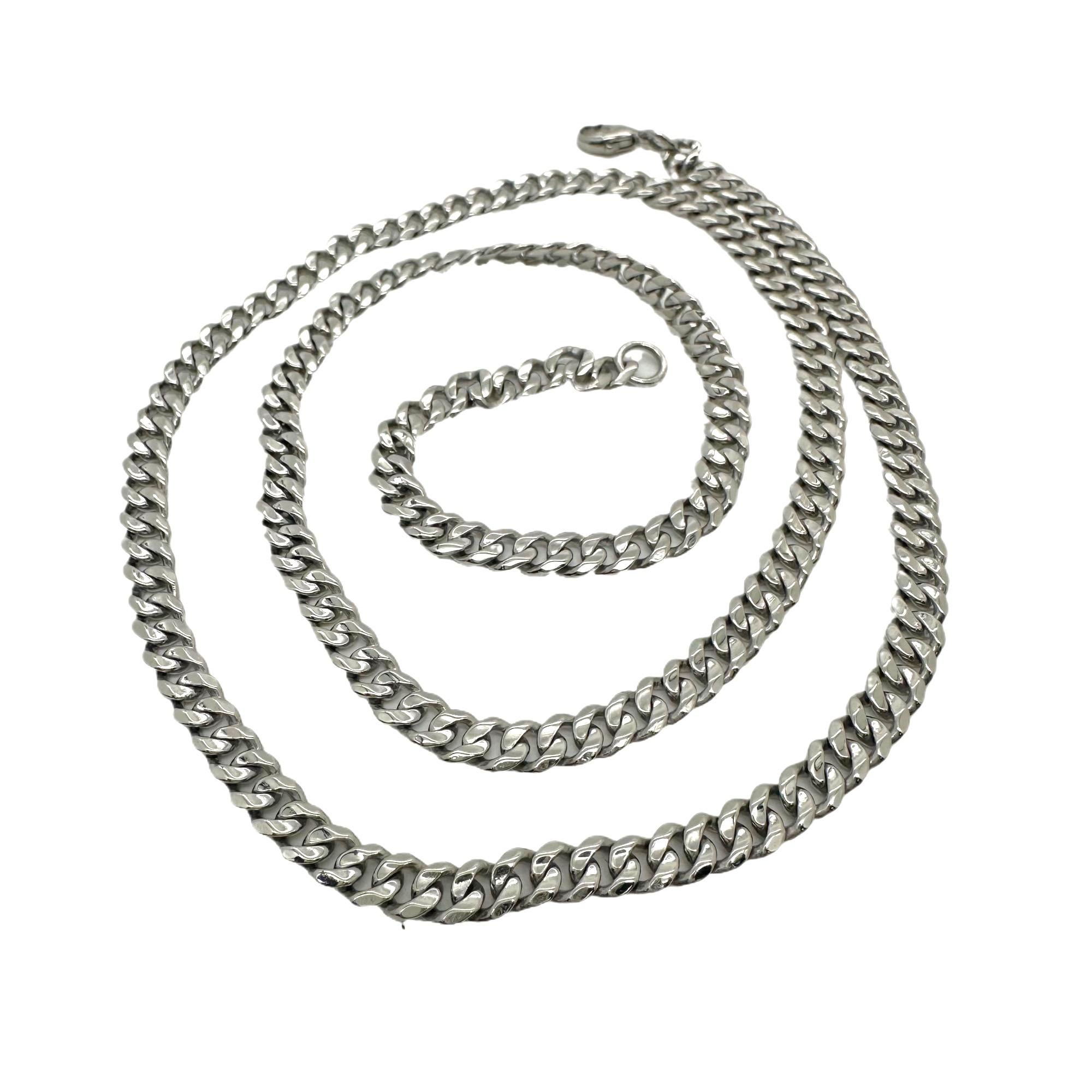 Herren-Halskette aus massiver kubanischer Gliederkette 25' Zoll 5 MM breit in Platin 4